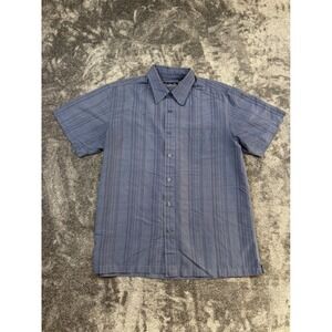 Red Level Nine Button Up Mens Small Blue Textured Stripe Short Sleeve Shirt